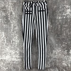 Blackheart Size 3 Stingerette Y2K Goth Emo Grunge Pants Black White Striped